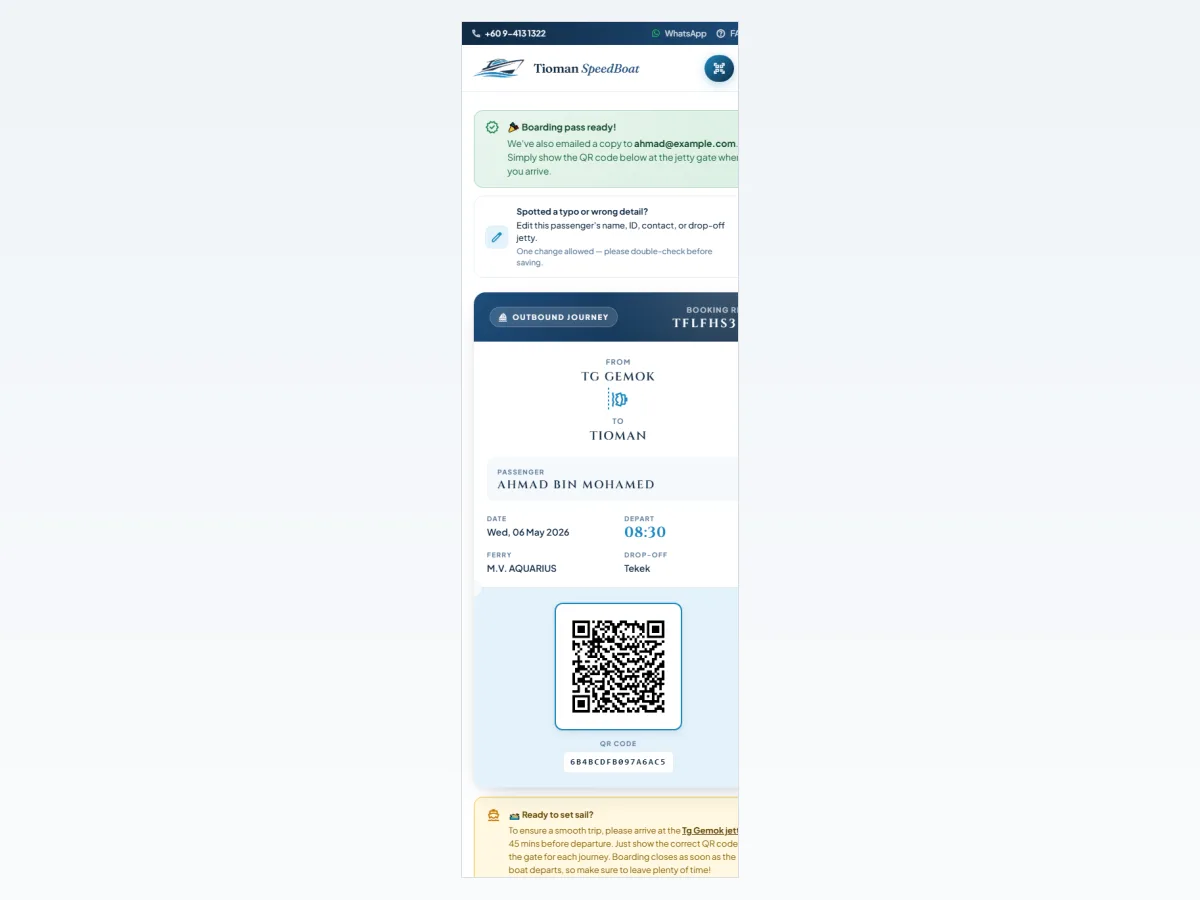 Show QR code at the boarding gate screenshot