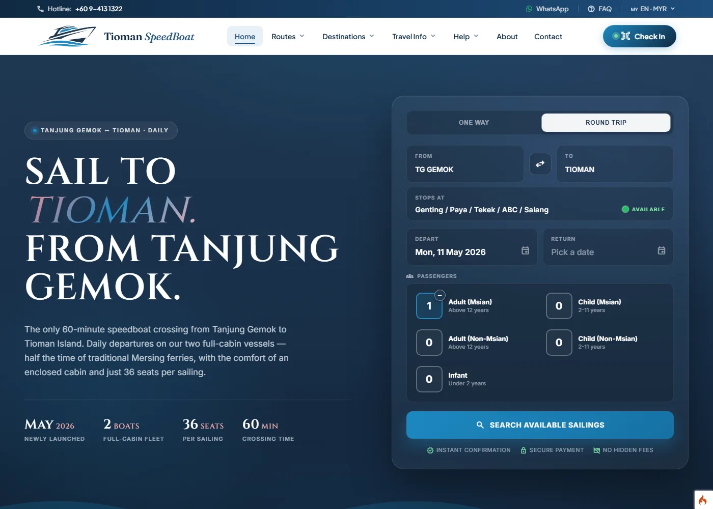 Visit the booking page screenshot